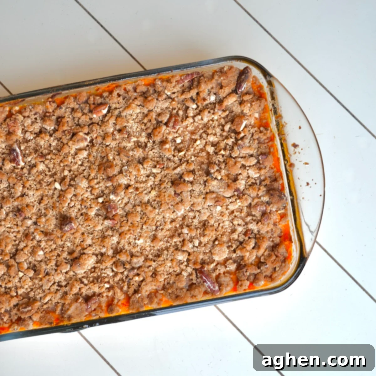 The Lightened Holiday Classic: Weight Watchers Sweet Potato Souffle 6 Baked casserole with sweet potatoes and pecans, golden and bubbly.