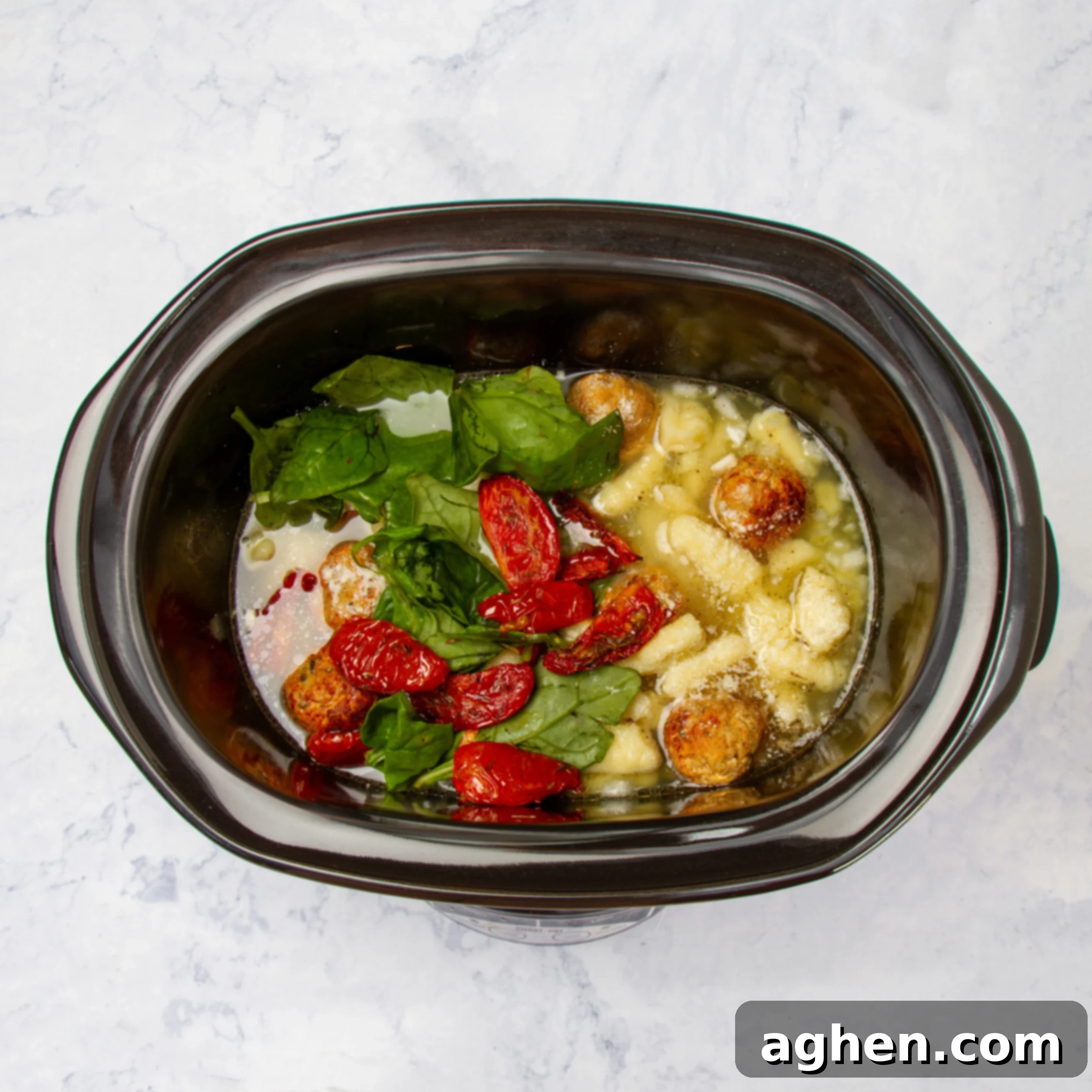 All ingredients in a slow cooker. 