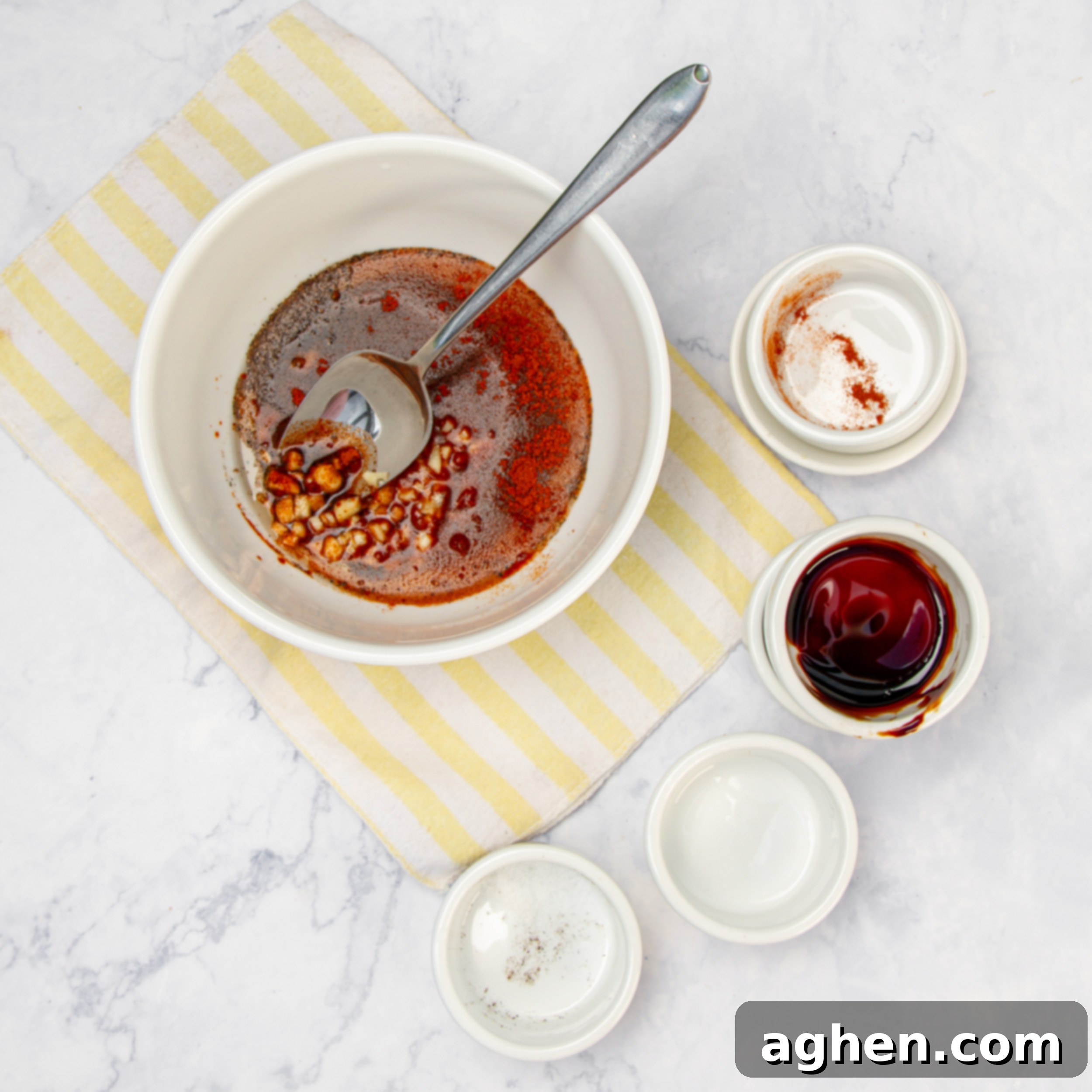 Steak marinade mixed in a small bowl. 