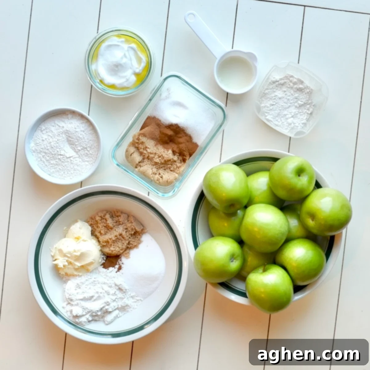 Your Lighter Fall Favorite: Weight Watchers Dutch Apple Pie 3 A selection of fresh ingredients laid out for making Dutch apple pie