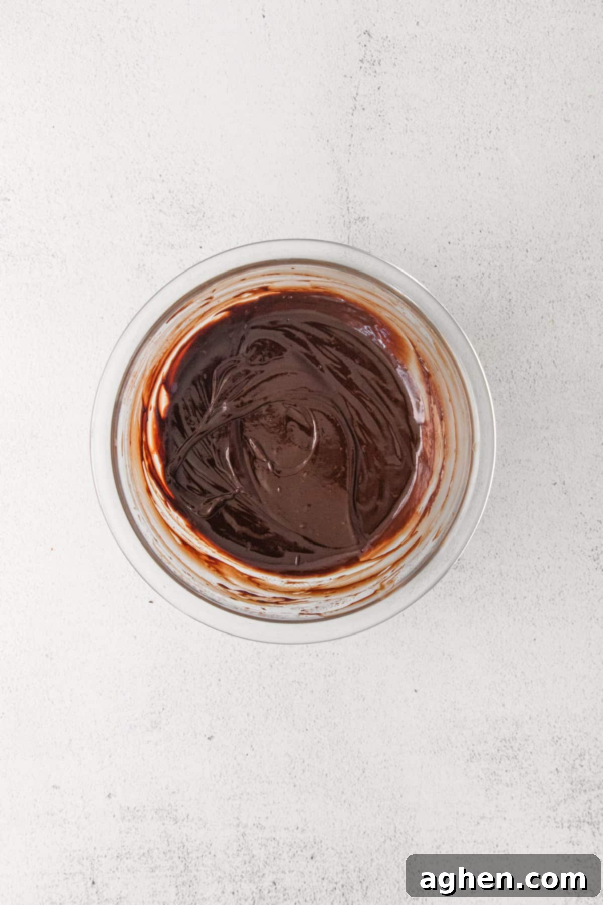 chocolate ganache in glass bowl