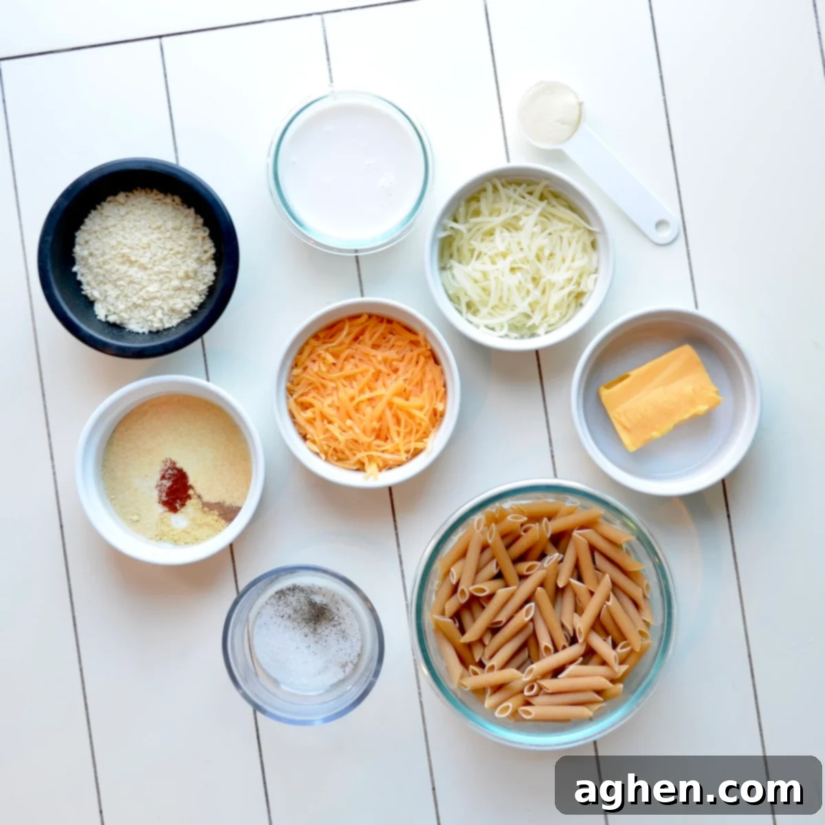 Ingredients for making baked mac and cheese