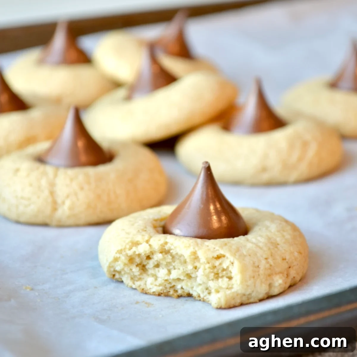 Peanut butter blossom cookies ready to be eaten