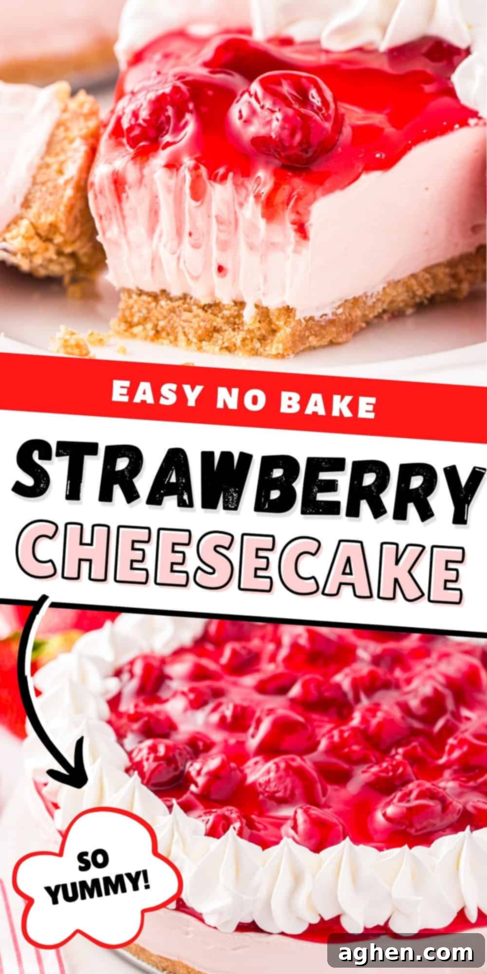 Easy no bake strawberry cheesecake: so yummy! 