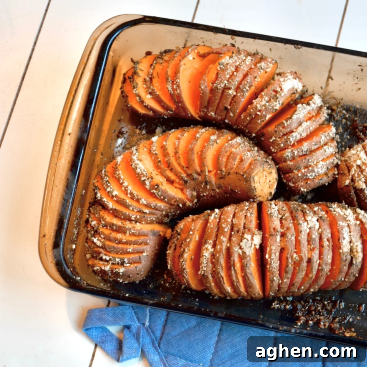 Guilt-Free Hasselback Sweet Potatoes 2 Baked sweet potatoes with a fan-like texture