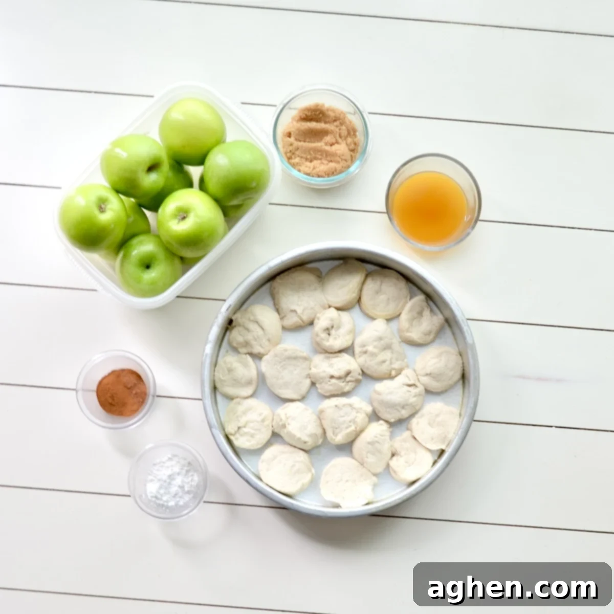 Ingredients laid out for making Weight Watchers Apple Pie Biscuits