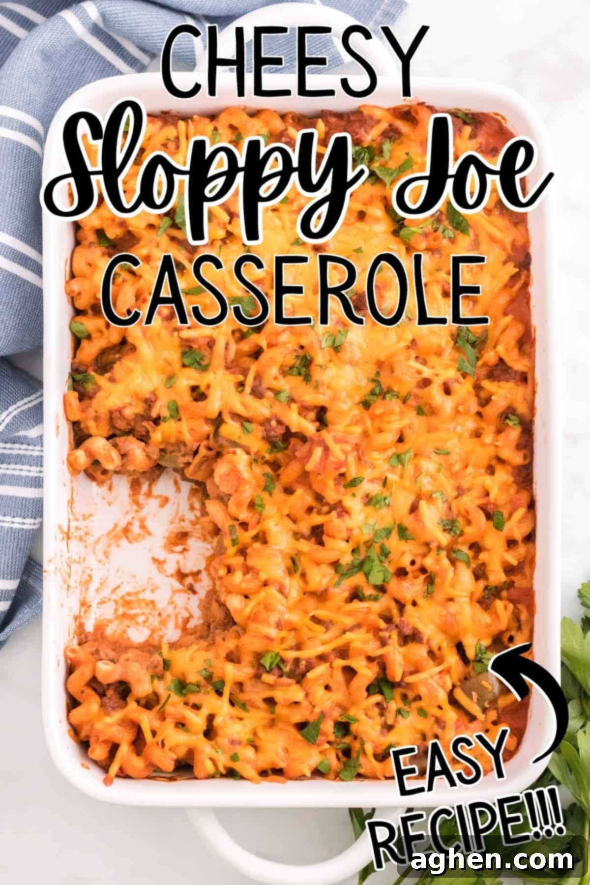 Cheesy Sloppy Joe Casserole, an easy and delicious recipe perfect for dinner.