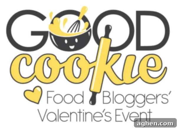 Sweetheart Cookie Squares 4 Good Cookies Food Bloggers' Valentine's Event logo, promoting fundraising for Cookies for Kids' Cancer.