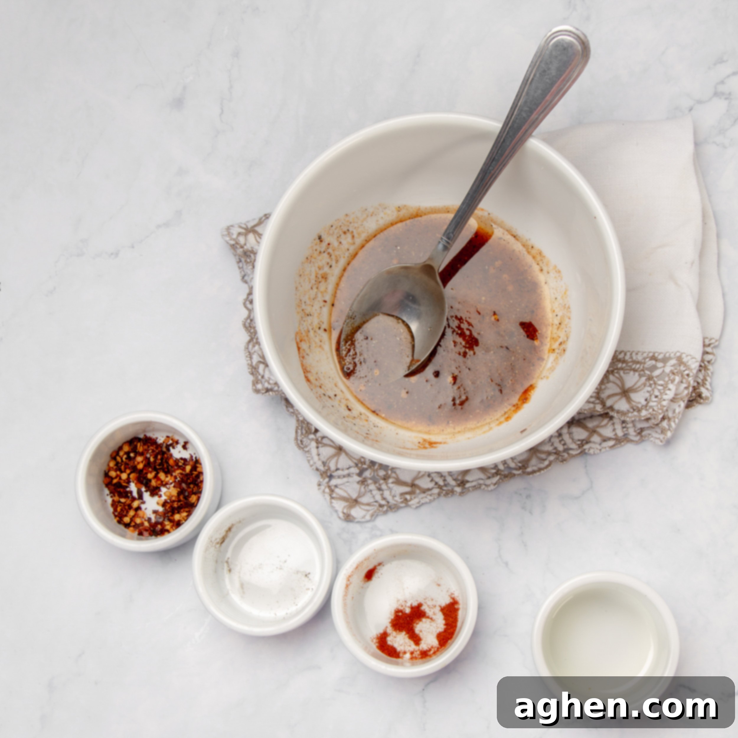 Effortless & Juicy Slow Cooker Turkey Breast 4 Marinade ingredients in separate dishes being mixed in a larger bowl.
