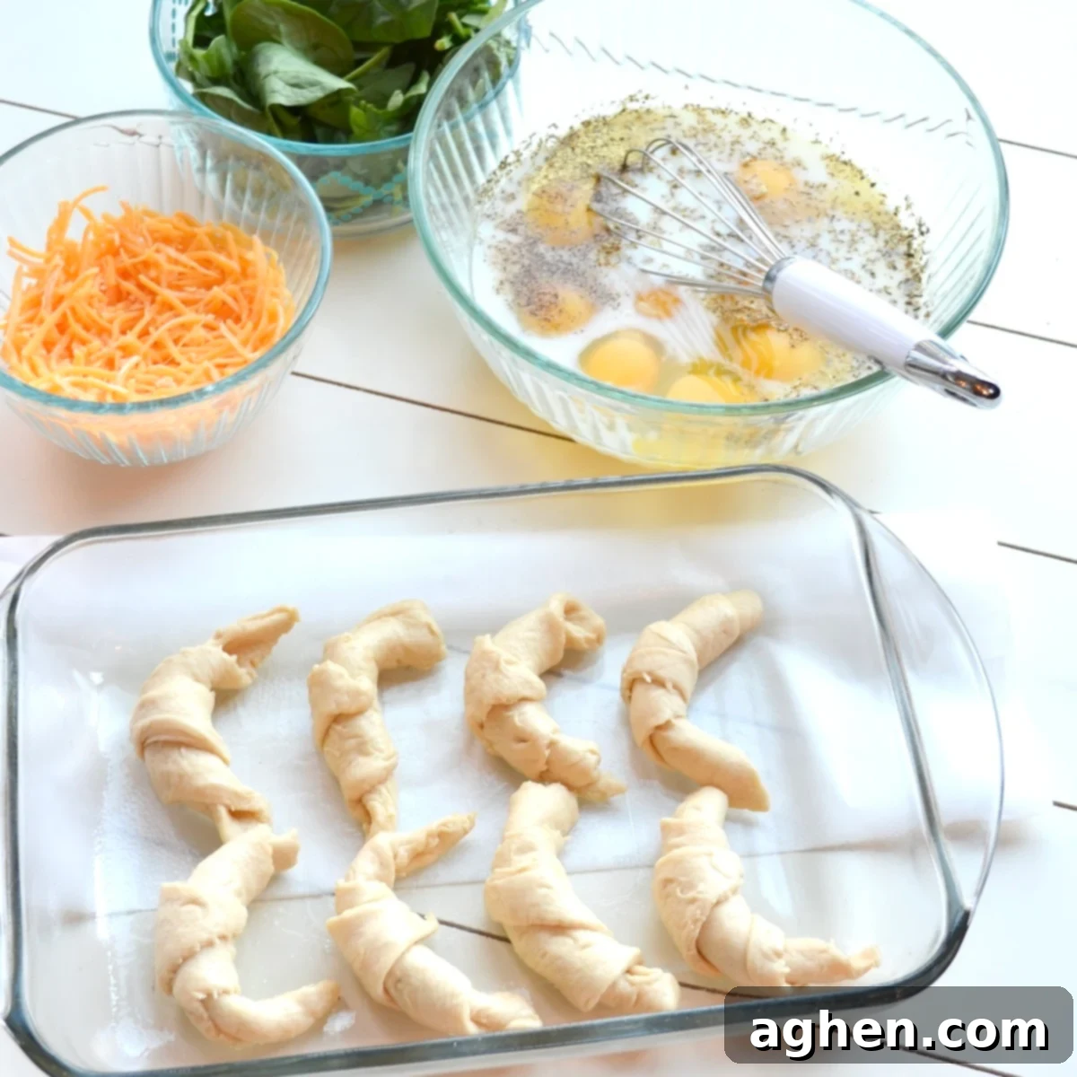 Process of making crescent casserole
