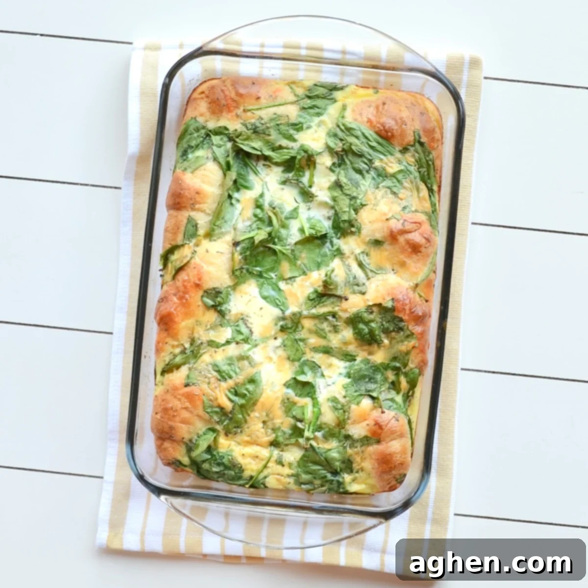 Casserole with crescent rolls and spinach