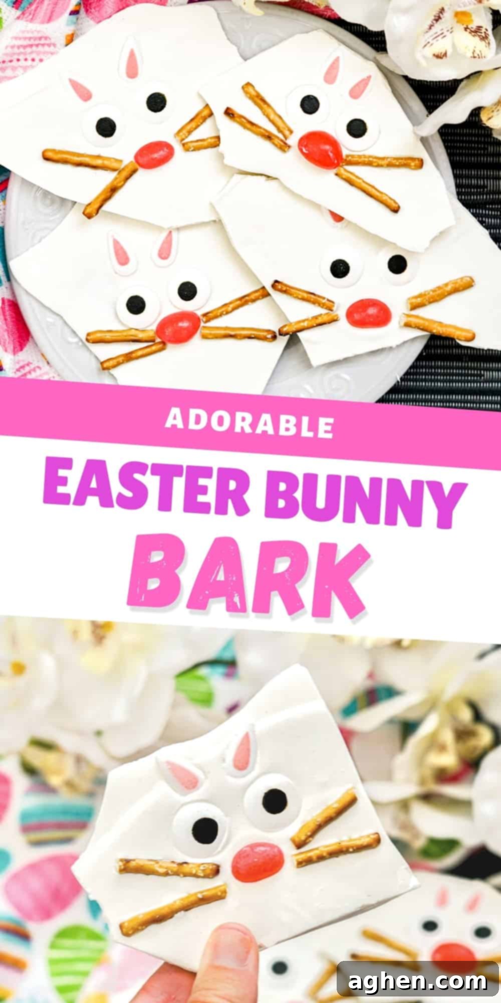 Adorable Easter Bunny Bark, featuring multiple bunny faces on a single piece of bark.