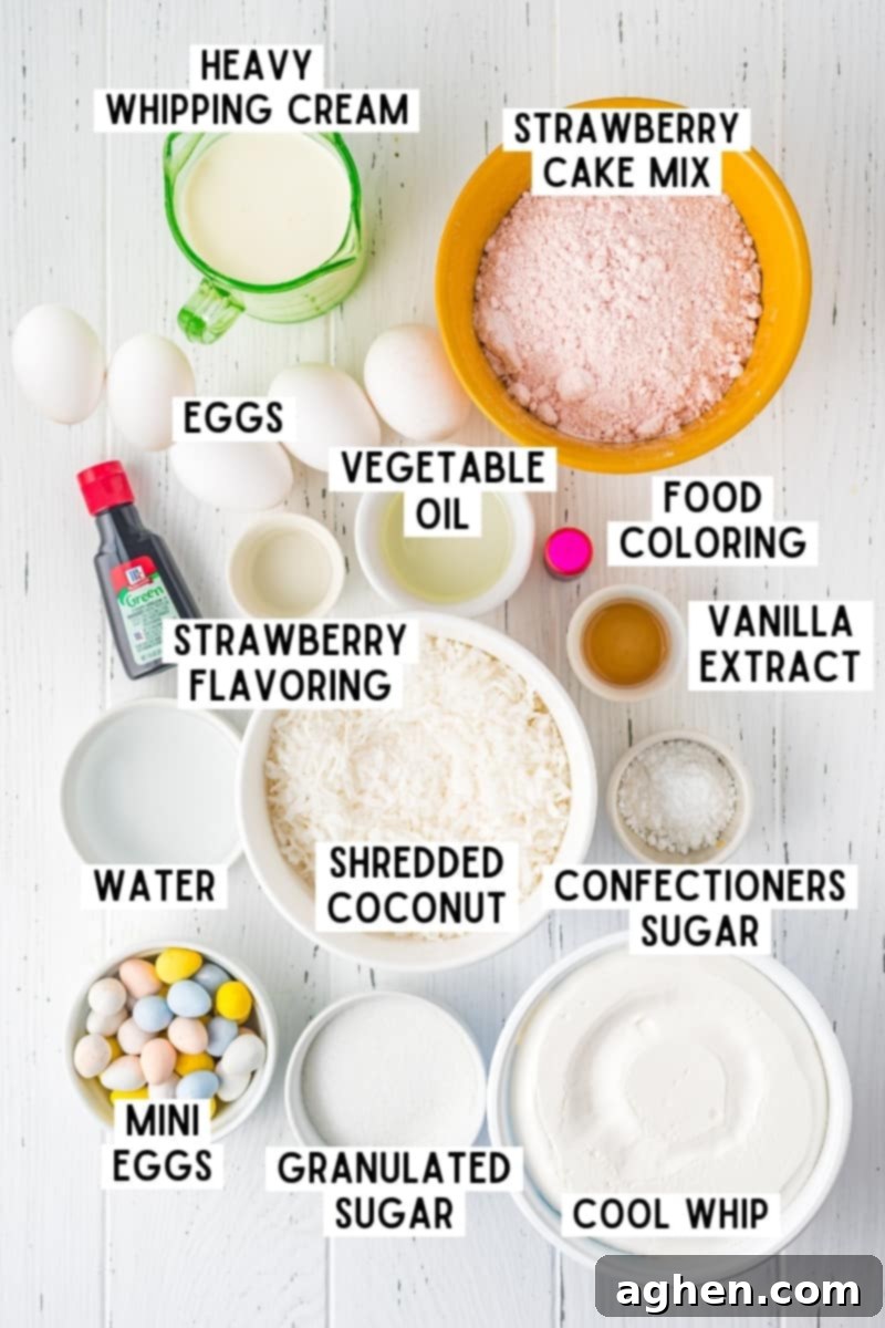 Easter Cake Roll Ingredients laid out on a table.