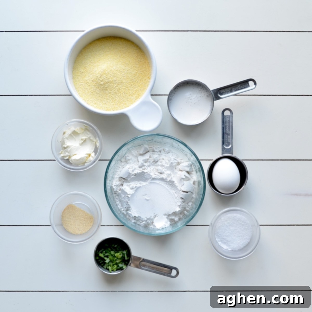 Selection of fresh ingredients for hush puppy recipe
