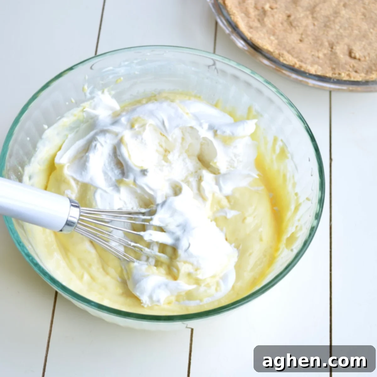 Mixing coconut pie filling