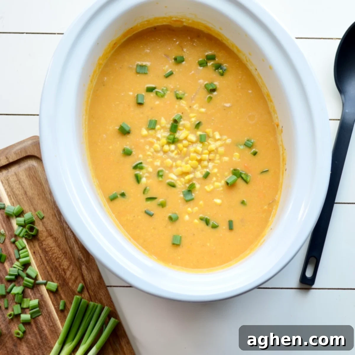 WW-Friendly Sweet Potato Corn Chowder 2 slow cooker with chowder