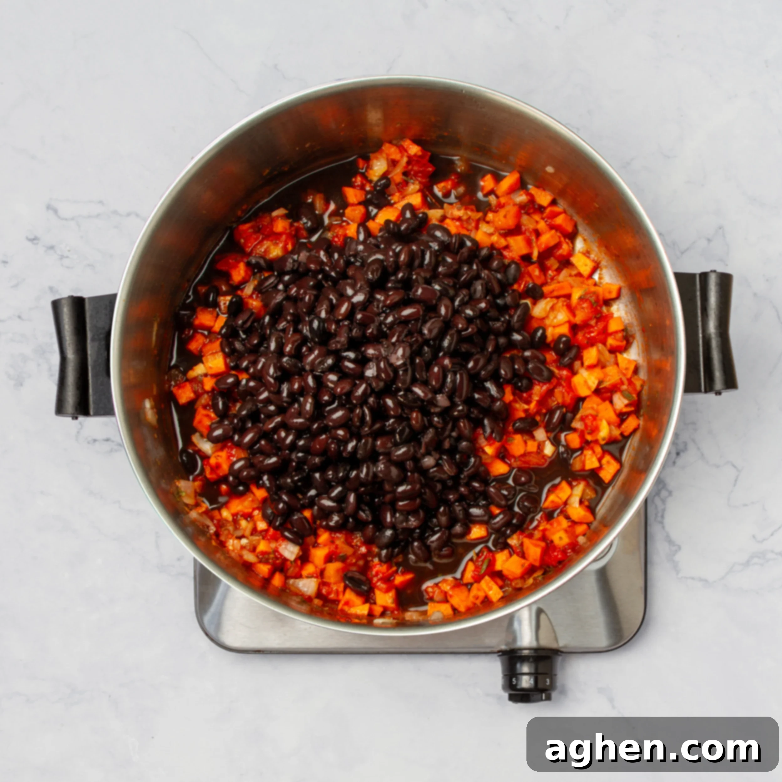 Authentic Cuban Black Bean Soup 5 Beans added to the vegetable mixture.