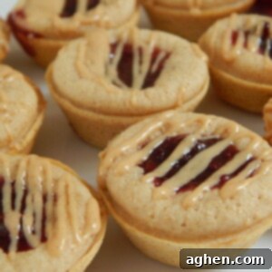 Final view of PB&J Pancake Muffins ready to eat