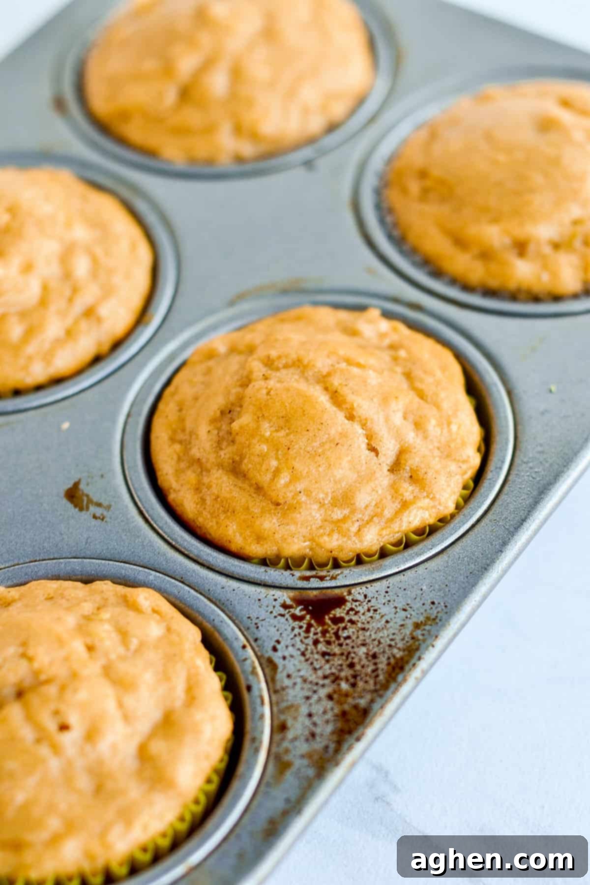 Apple spice muffins in muffin tin.