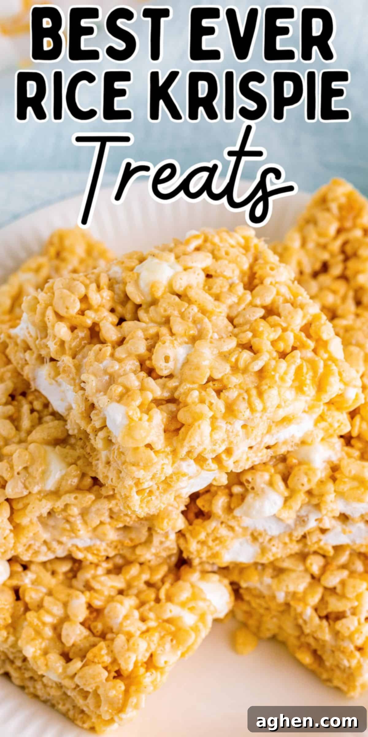 Best Ever Rice Krispie Treats, prepared with extra marshmallows, vanilla, and sea salt for an elevated gooey texture and flavor.