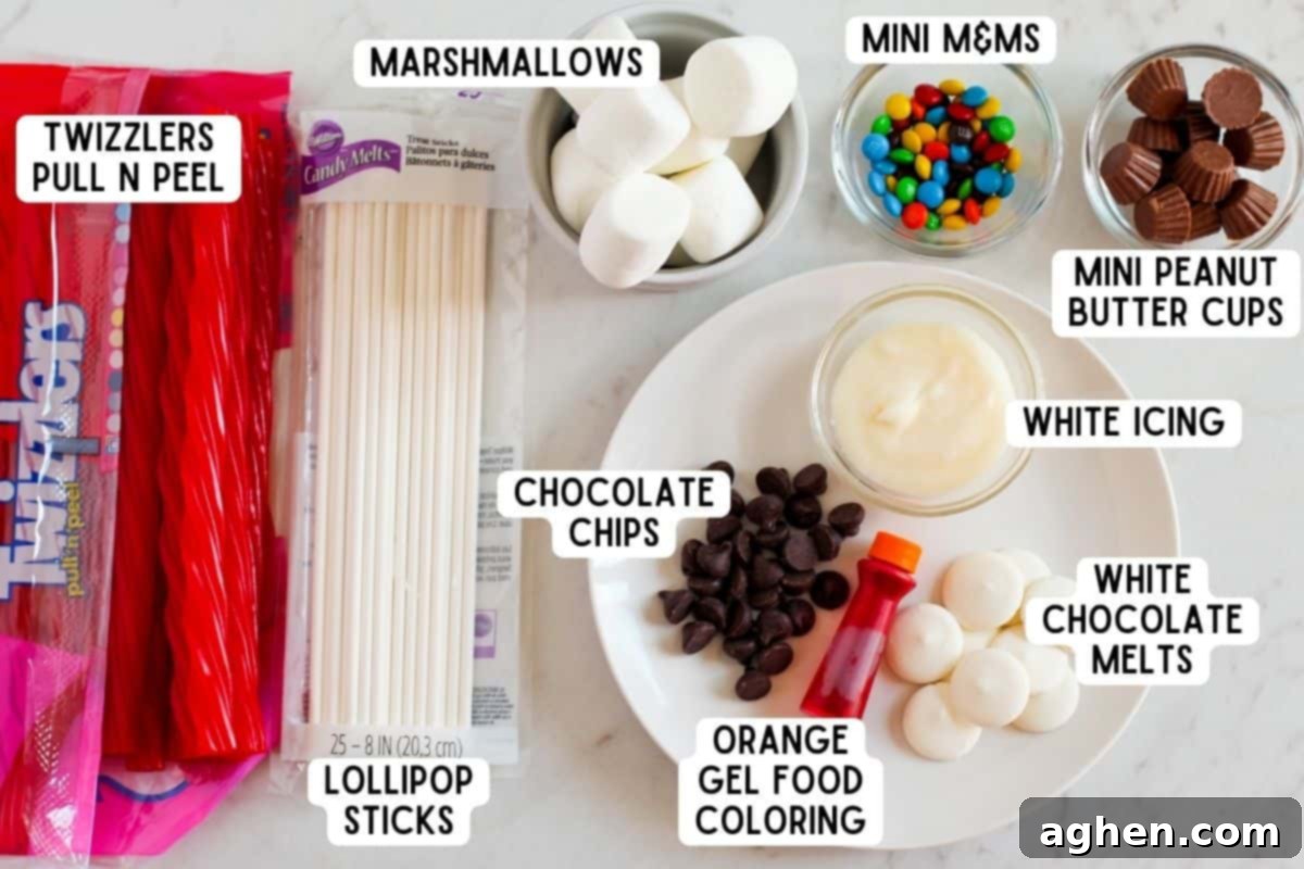 Ingredients for Marshmallow Snowman Treats.