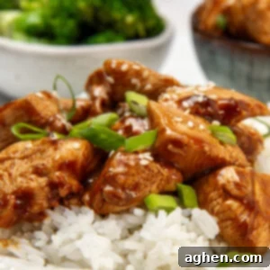 Simple yet satisfying Chinese-style Bourbon Chicken over rice.