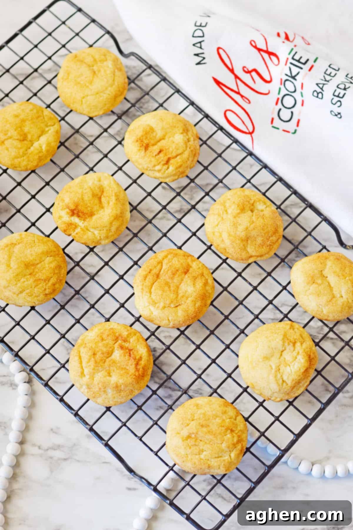 Snickerdoodles on cooling rack.
