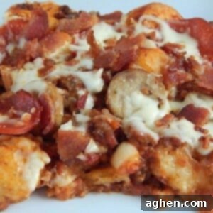 Bubble Up Pizza Casserole in a baking dish