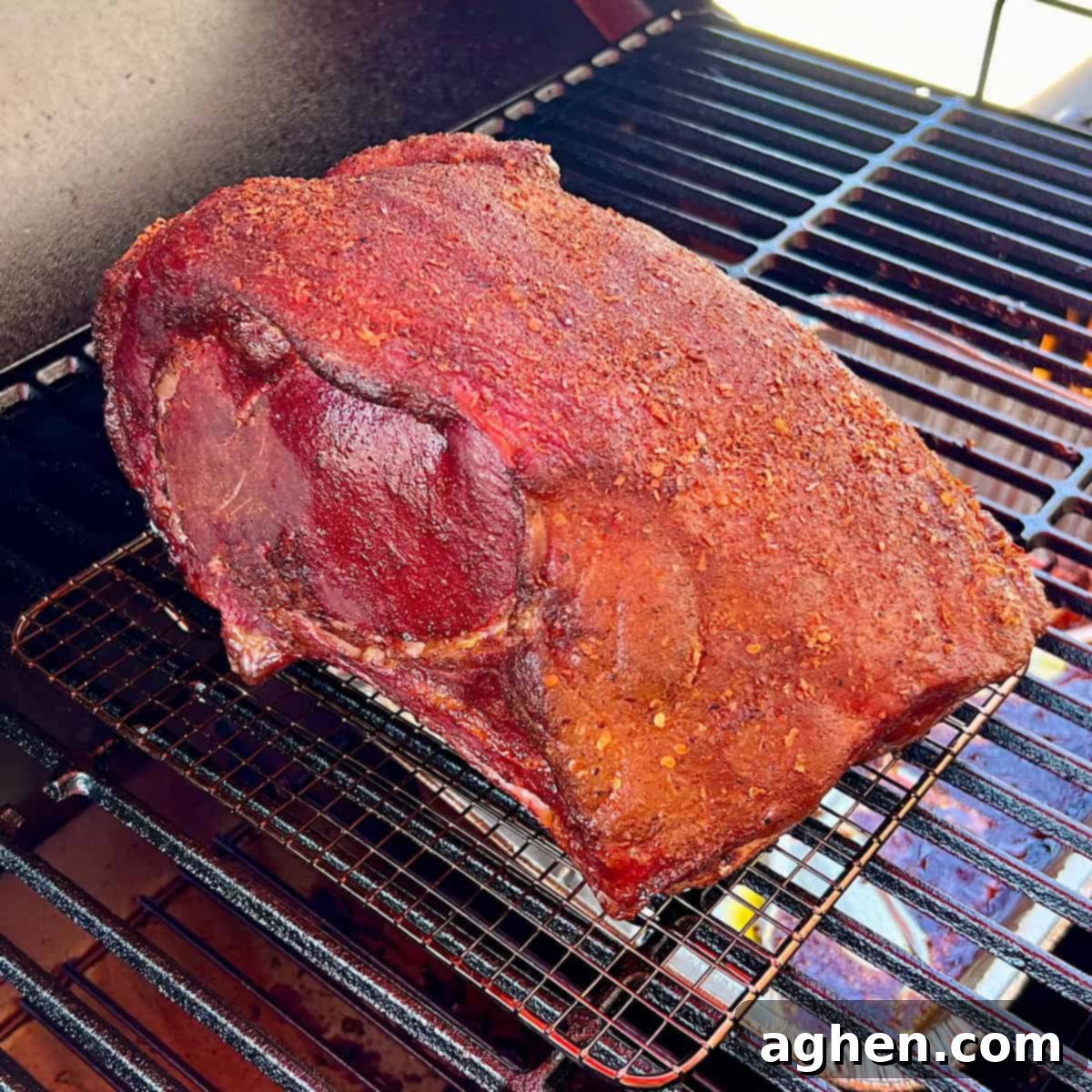 smoked prime rib on grill grate