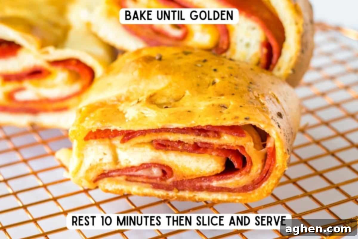 Bake until golden, rest 10 minutes, then slice and serve.