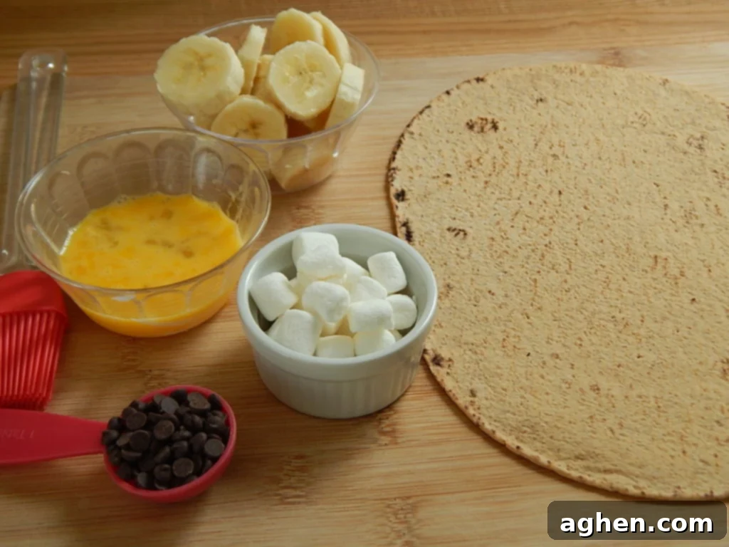 Flatout bread laid flat, showcasing the first step of the s'mores pocket preparation.