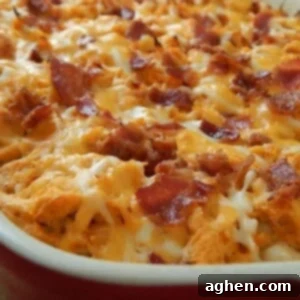 Spicy Buffalo Chicken Bake 2 Close-up of the delicious Buffalo Chicken Casserole after baking