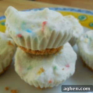 A single colorful cake batter frozen Greek yogurt bite