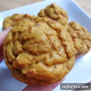 Close up of a freshly baked banana pumpkin muffin