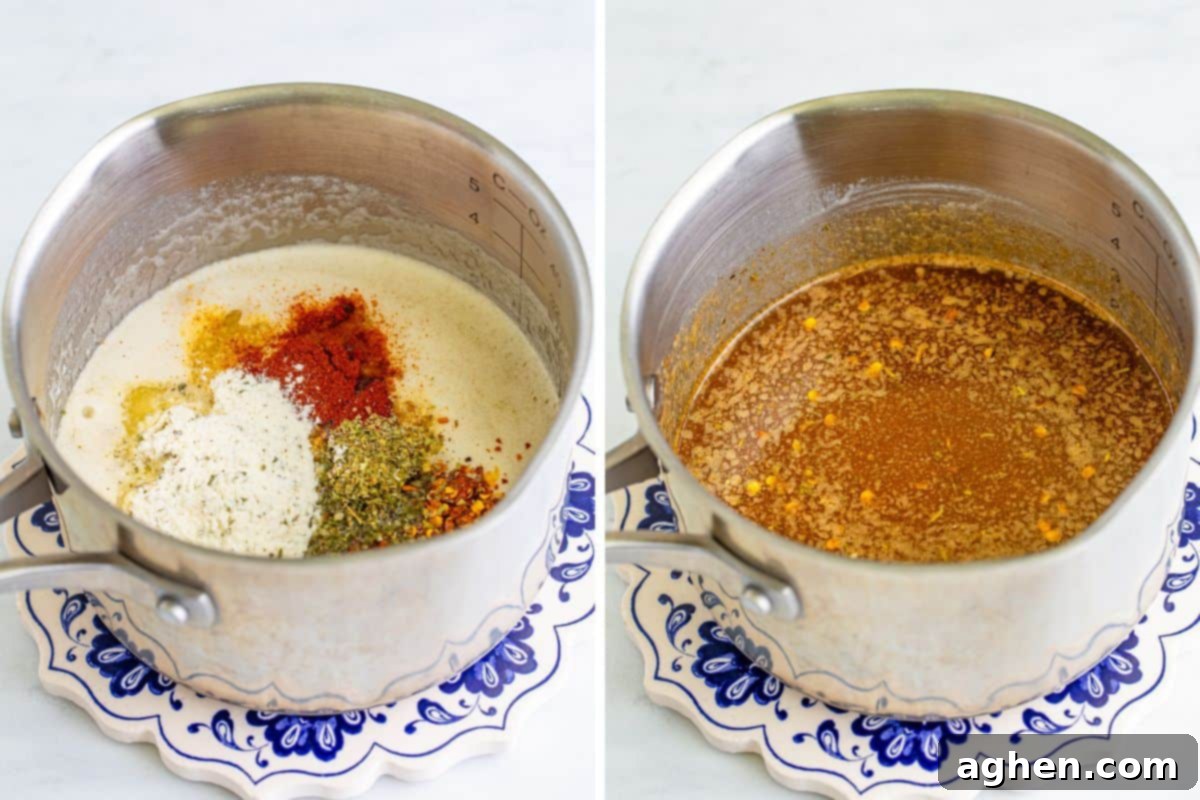Zesty Crunch Medley 5 Left: melted butter with ranch mix and seasonings in a small post.