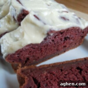 Red Velvet Banana Bread Bliss with Cream Cheese Frosting 2 Red Velvet Banana Bread with Icing