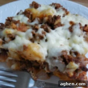Puffed Lasagna Casserole 4 Bubble Up Lasagna recipe card image, showing a delicious, baked casserole.