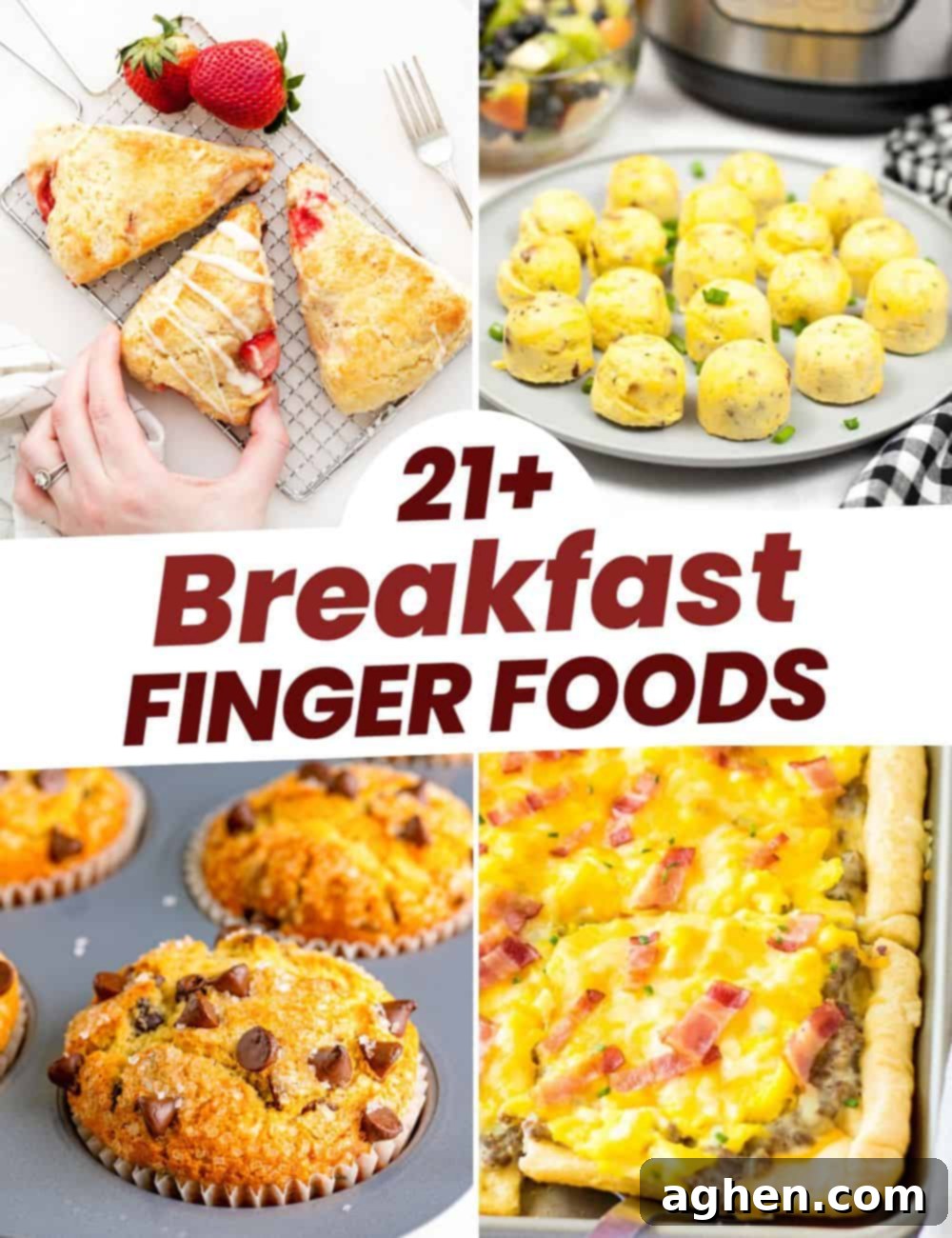 21+ Breakfast Finger Foods collage.