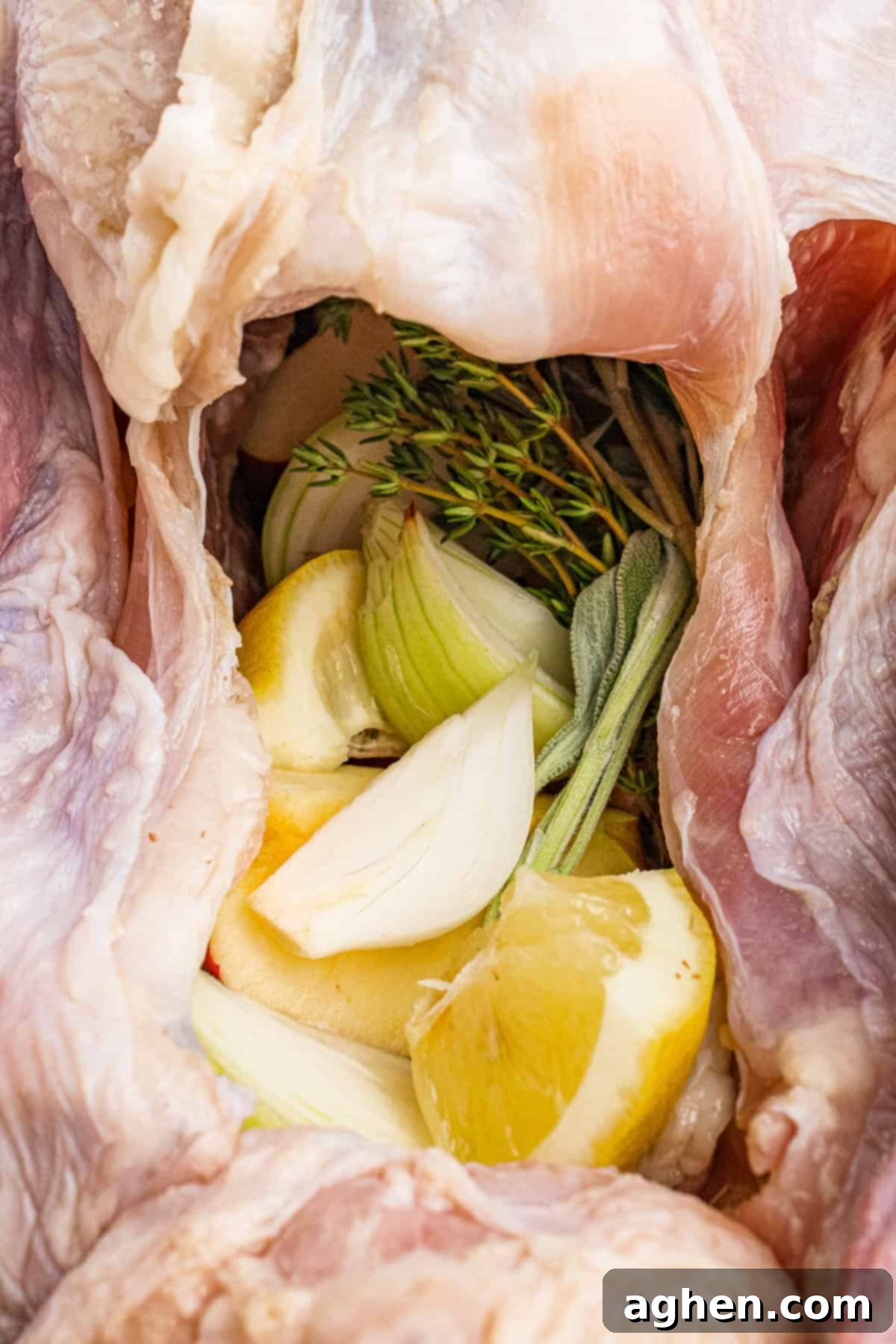 Aromatics inside turkey cavity.