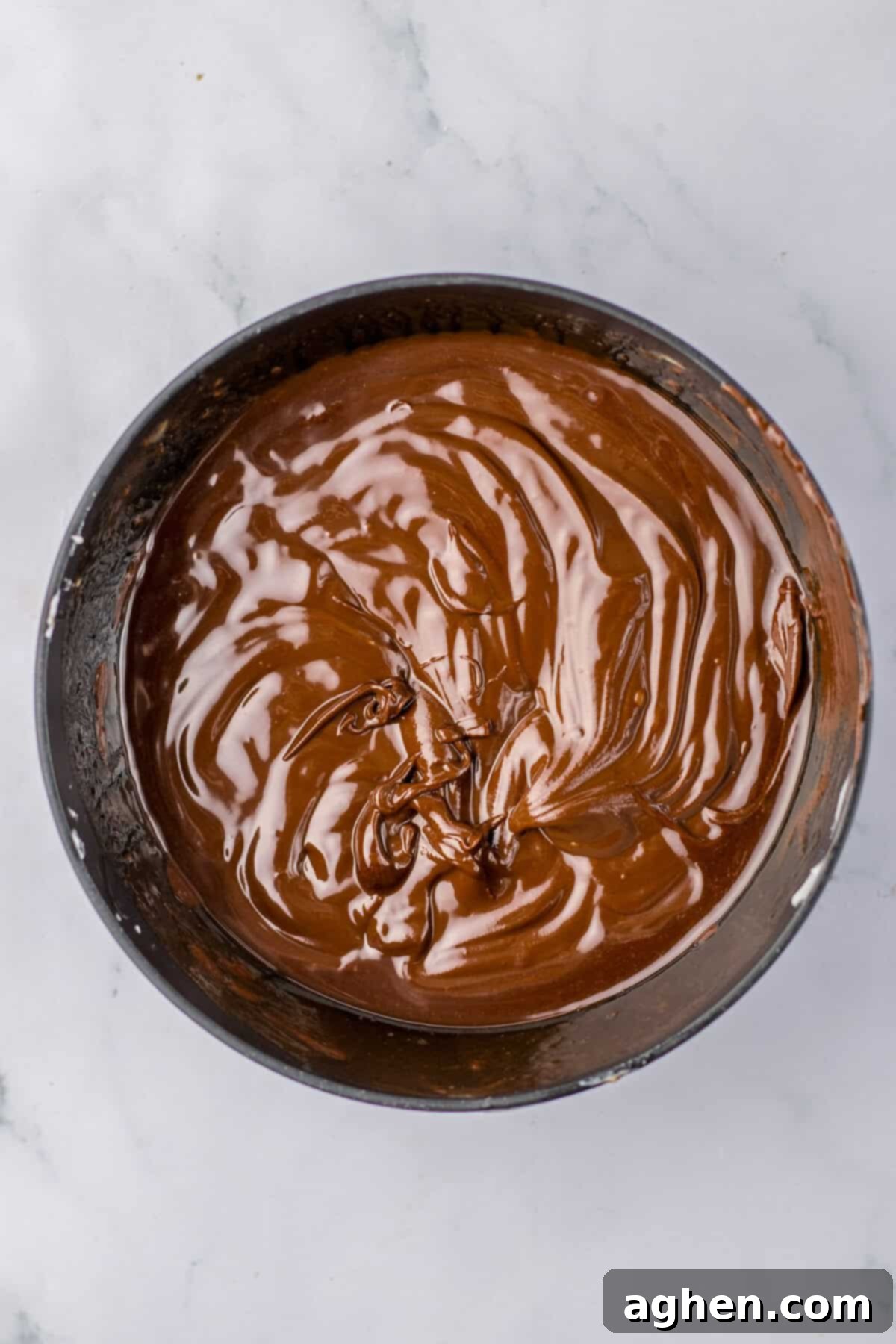 Bowl of smooth melted chocolate.