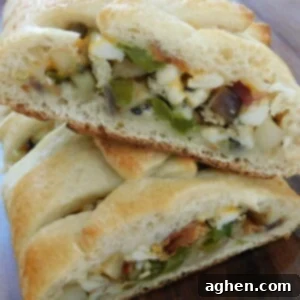 Healthy breakfast stromboli with golden crust