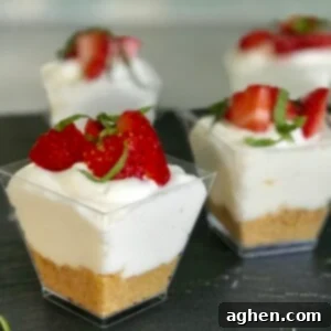 weight watchers strawberry cheesecake in small dessert shot glass