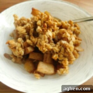Close up view of Caramel Apple Crisp