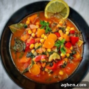 Chickpea Delight Soup 2 Garbanzo Bean Soup in Black Bowl