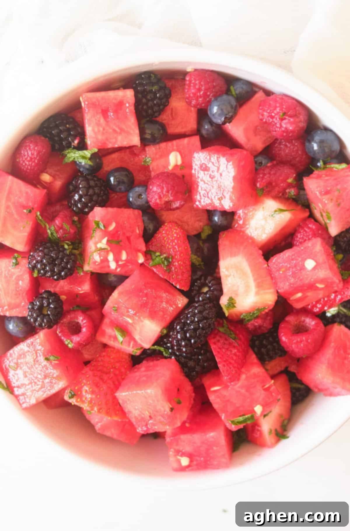 31 Delicious Healthy Sides for Any Meal 11 watermelon salad in white bowl