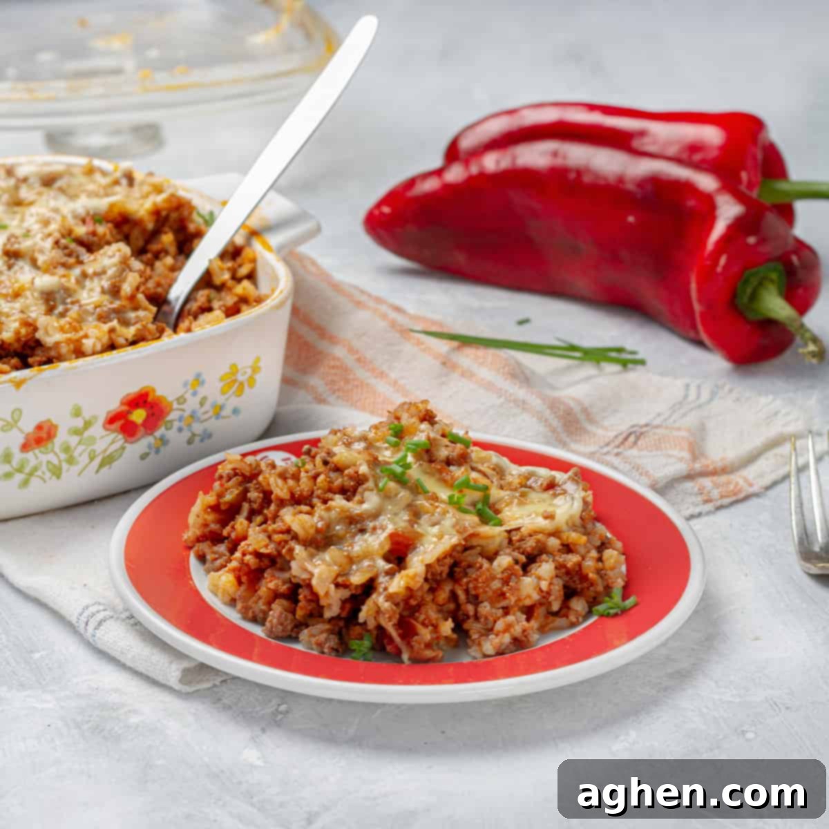 Quick-Fix Stuffed Pepper Casserole 2 Quick and delicious Stuffed Pepper casserole topped with melted cheese.