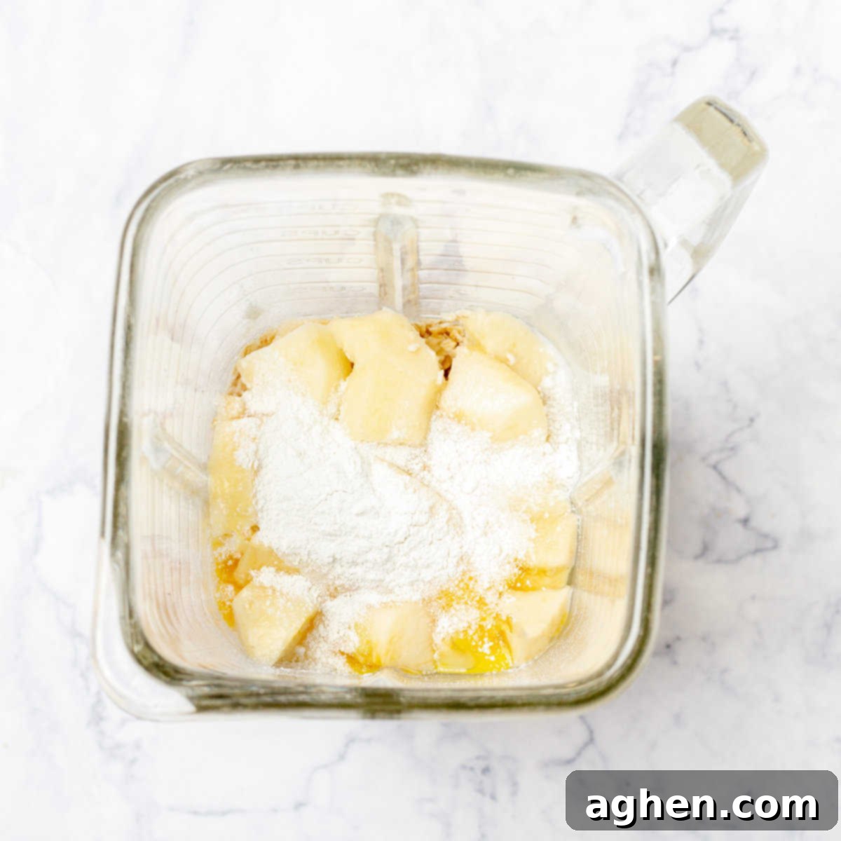 Smart Apple Pancakes 4 All apple pancake ingredients in a blender.