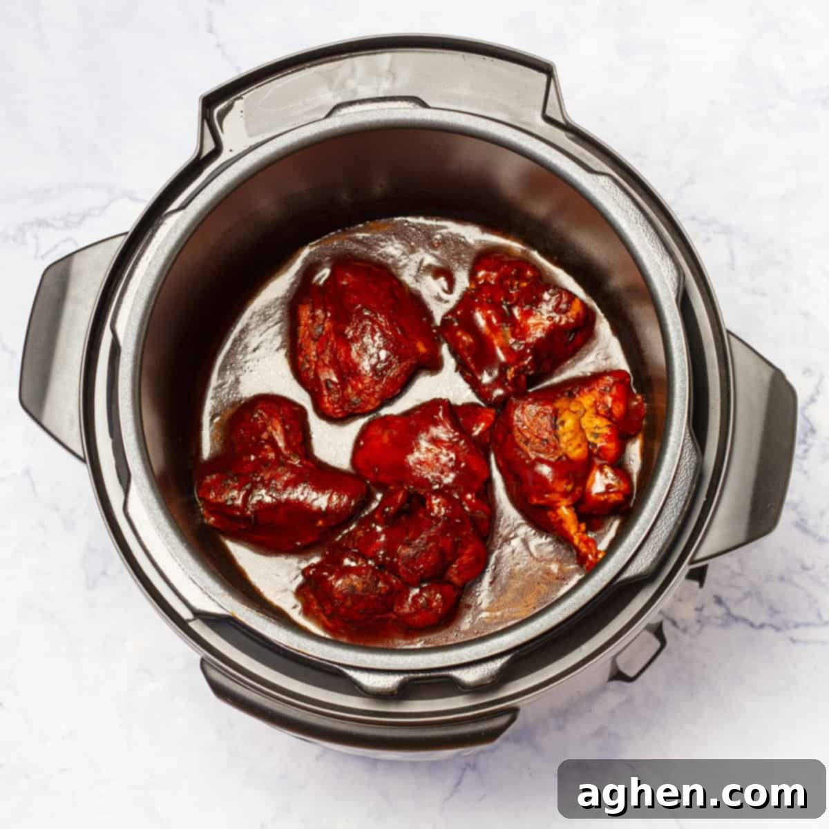 Sticky Honey Garlic Instant Pot Chicken 7 slurry added to the Honey garlic chicken sauce