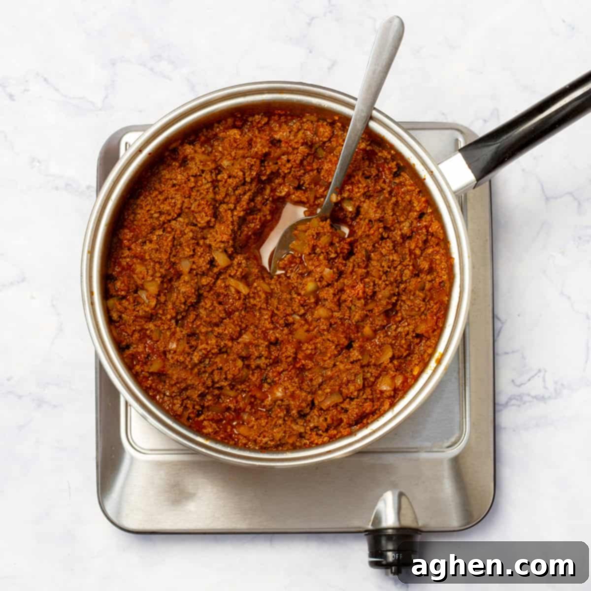 Guilt-Free Zucchini Lasagna 4 Preparing the Meat Mixture in a skillet