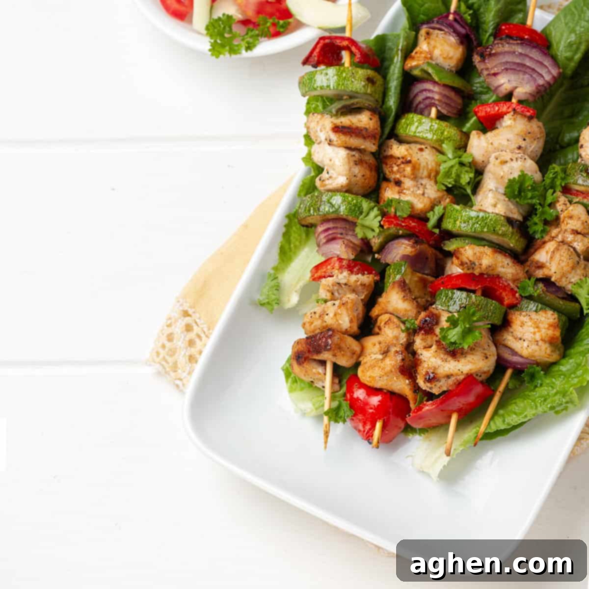 Zero-Point Deliciousness: Chicken Kebabs for Weight Watchers 2 Chicken Kebabs in wooden skewers, ready to eat